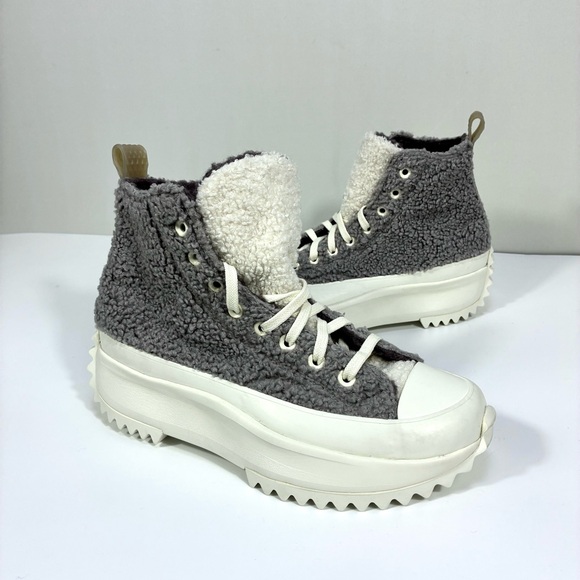Converse Chuck Taylor All Star Faux Shearling Run Hike Platform Sneakers 9 NWT - Picture 1 of 17